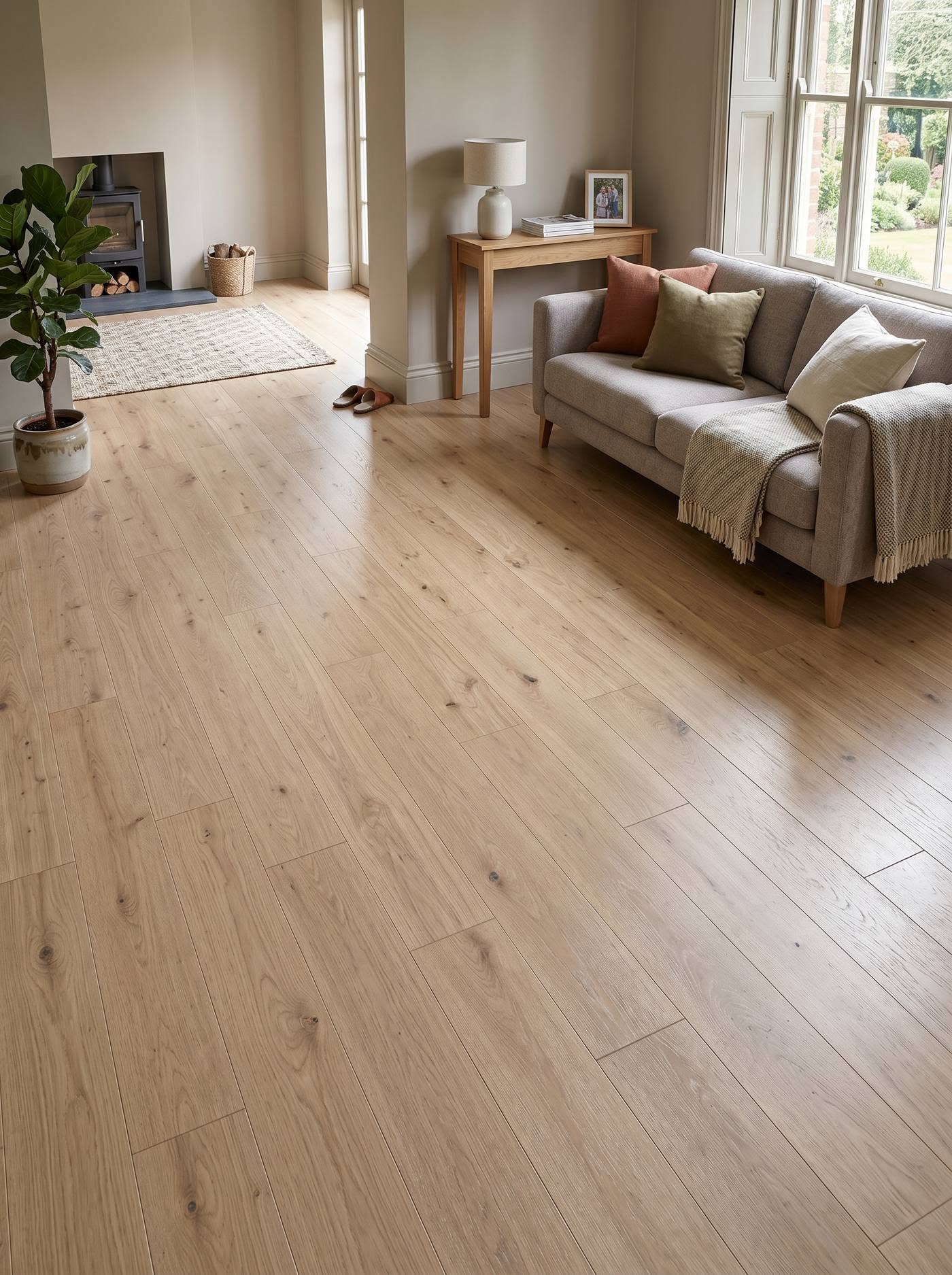 Warm living room with natural laminate flooring for inspiration